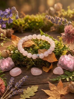 Bracelet Quartz Rose Perles rondes 8 mm