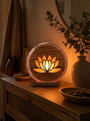 Lampe en Cristal de Sel Lotus