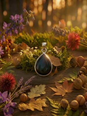Pendentif Obsidienne Noire Argent